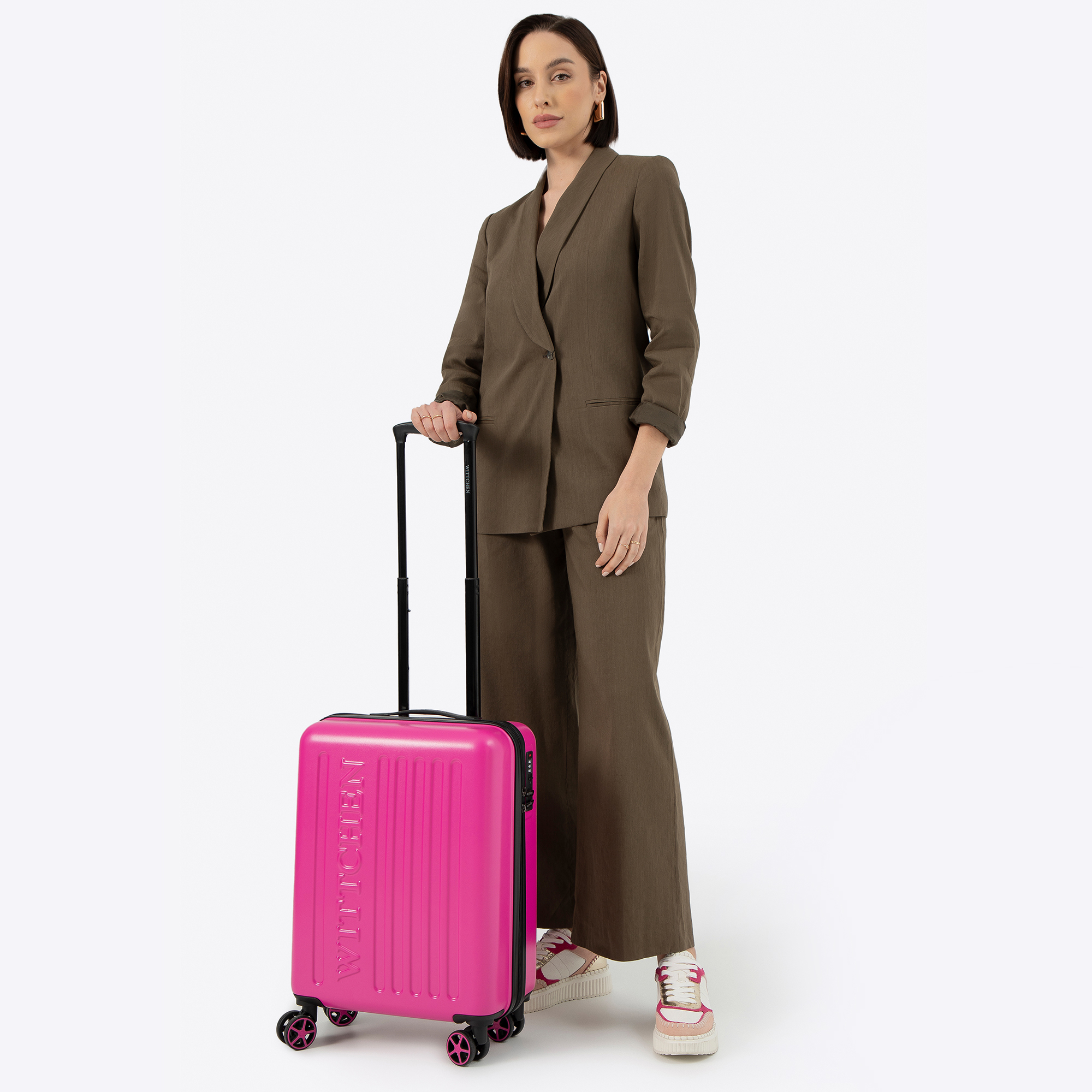 Kabínový kufor ABS s vyrazeným logom fuchsia 56-3A-501-34, Vyberte variant fuksia