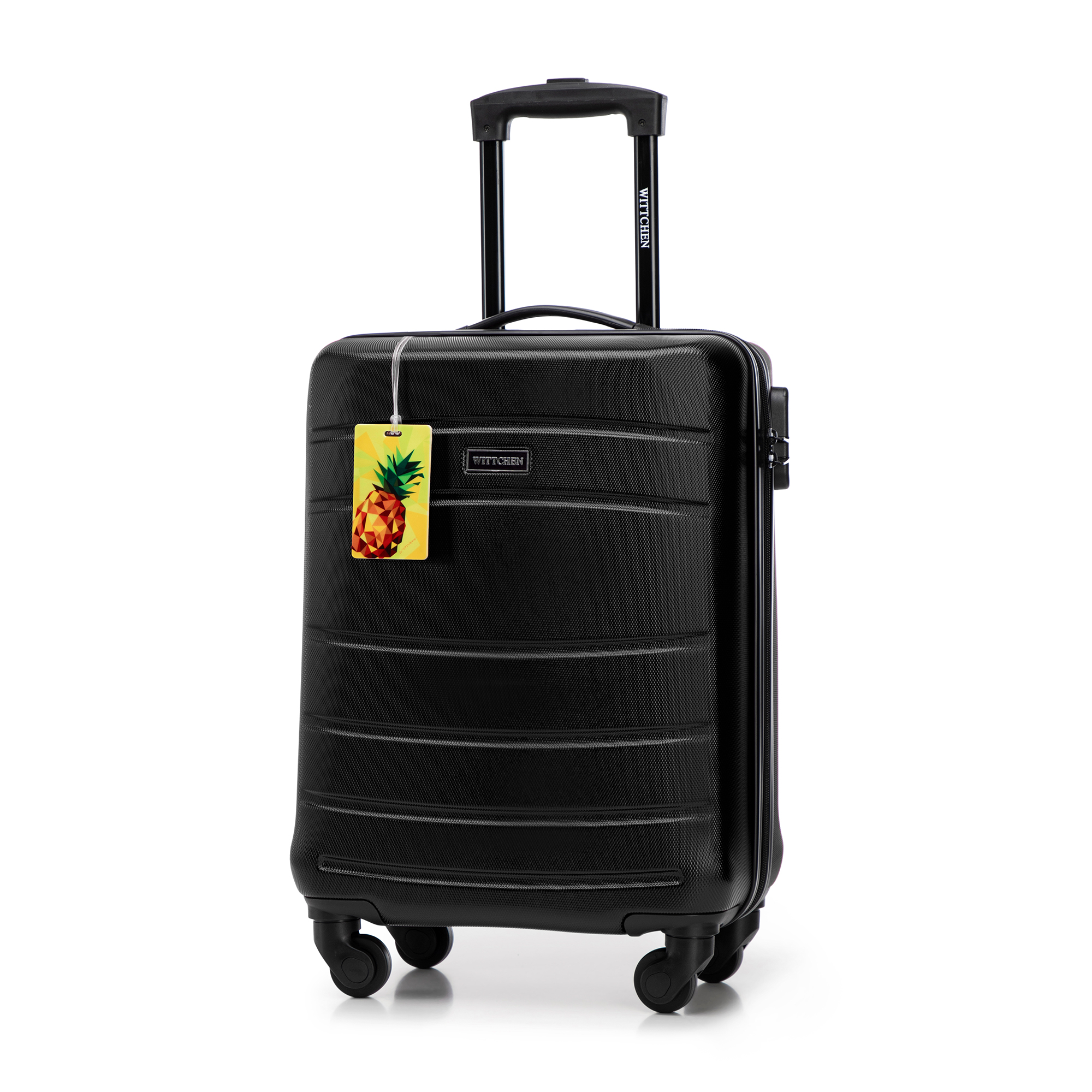 Kabínový kufor z ABS s pogumovaným lemovaním a menovkou, čierny 56-3A-651-10Z