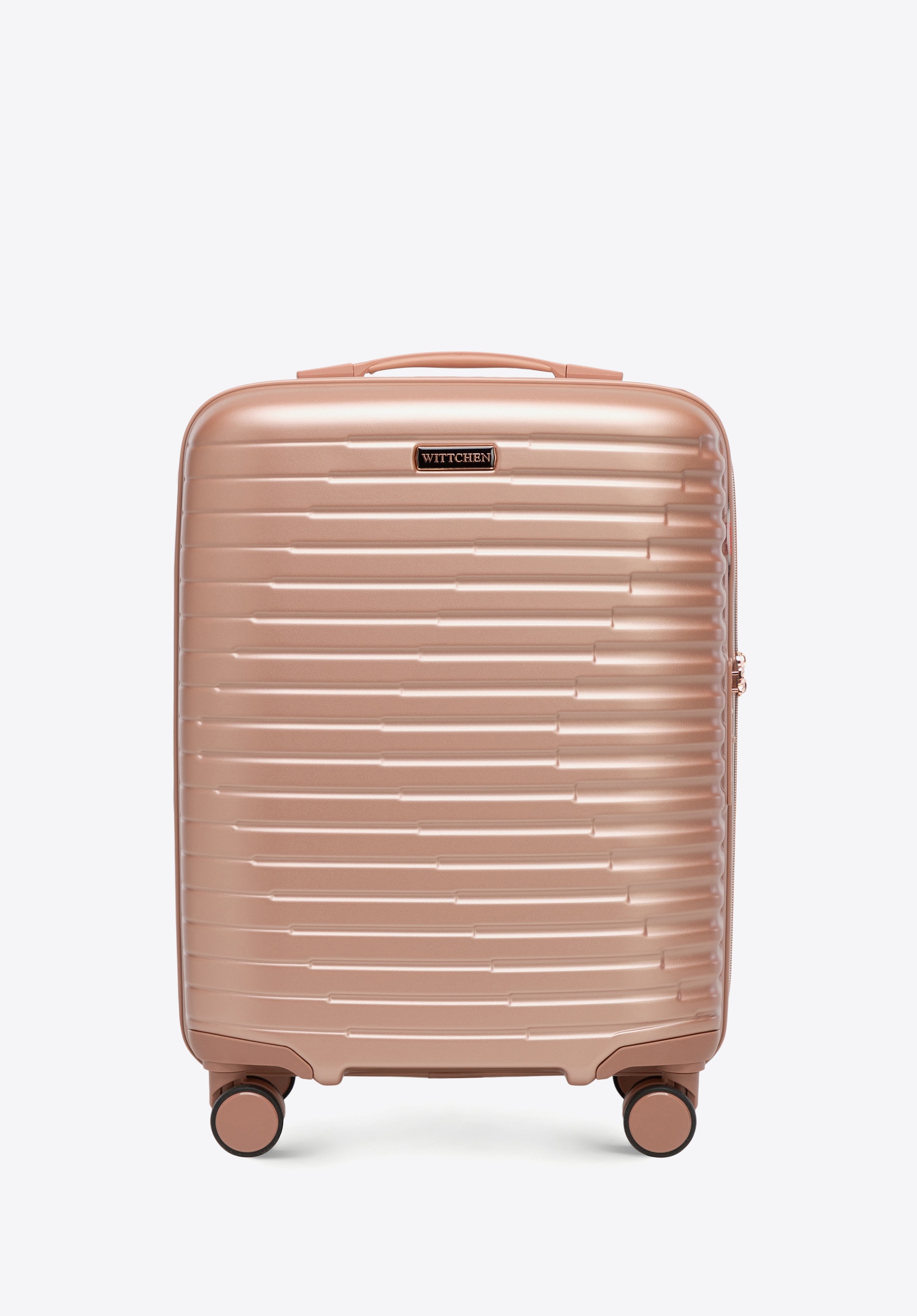 Polycarbonate cabin case with horizontal grooves, rose gold, 56-3P-611-77G, Photo 1