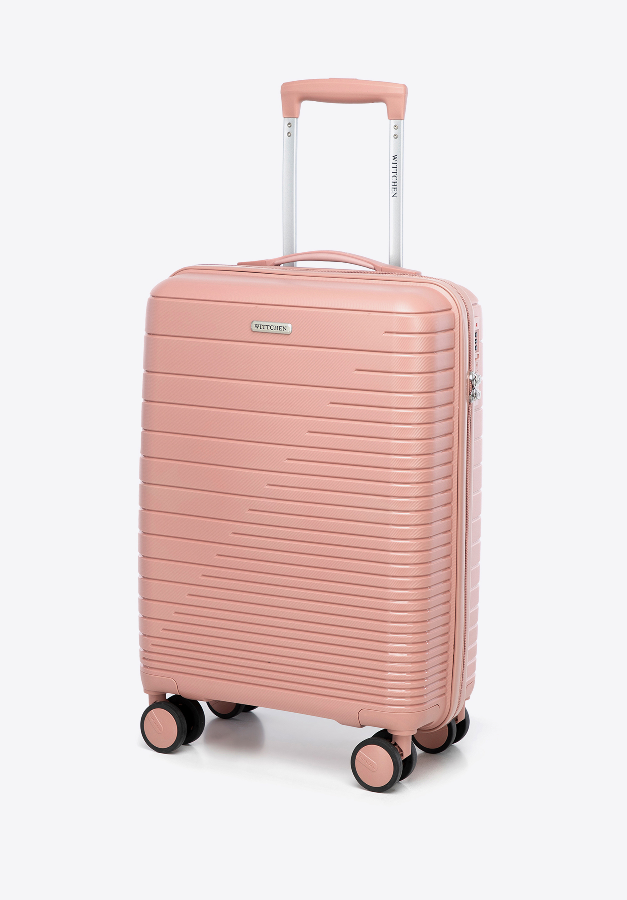 Cabin case with glistening straps, pink, 56-3T-161-34, Photo 1