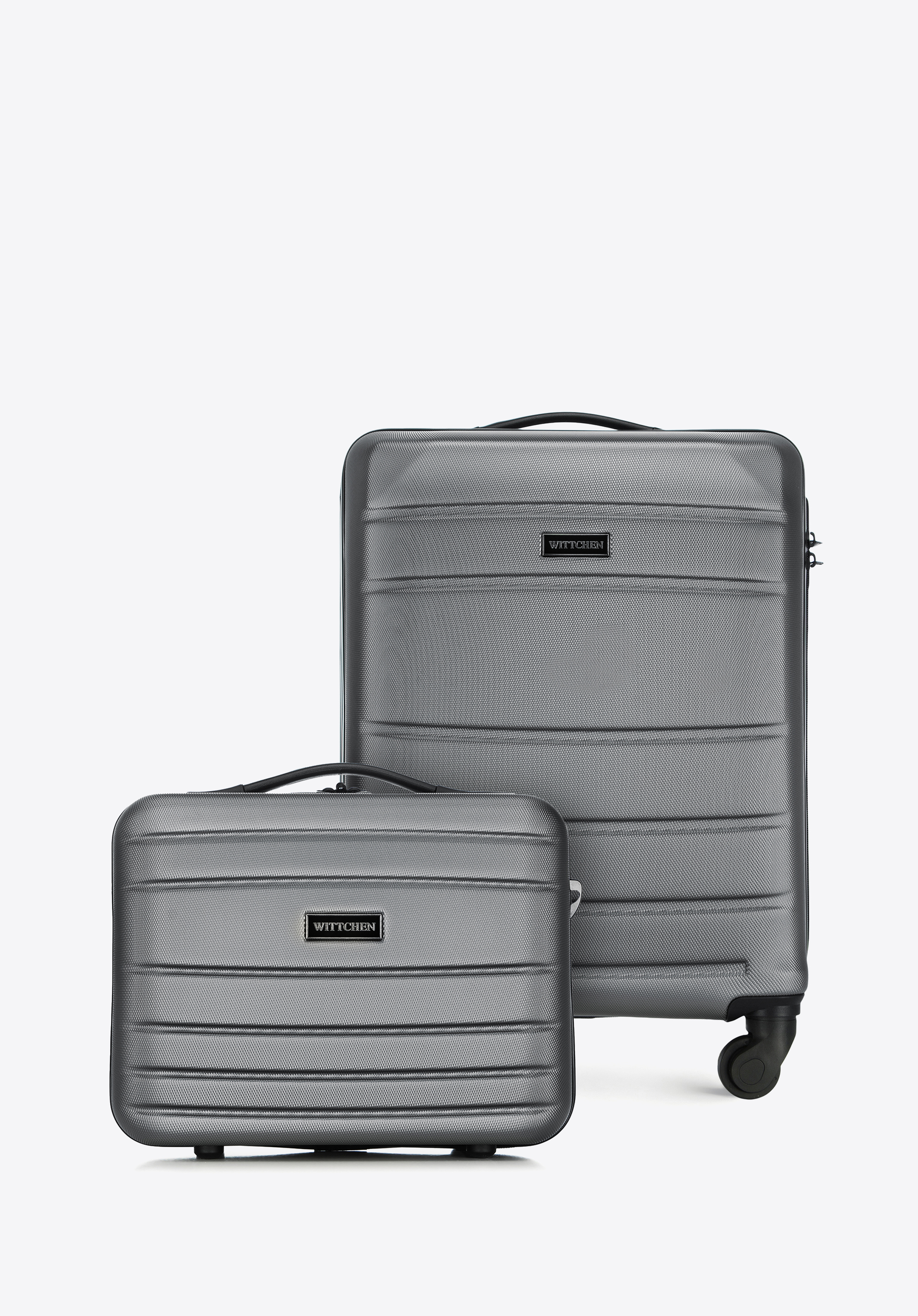 Walizka kabinowa i kosmetyczka z ABS-u żłobione szare