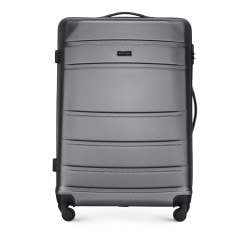 Duża walizka z ABS-u żłobiona, szary, 56-3A-653-35, Zdjęcie 1
