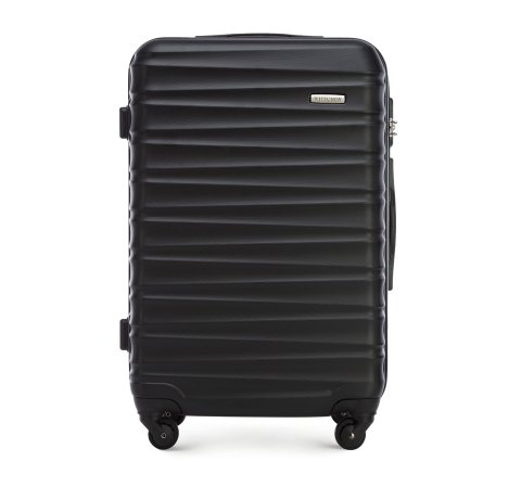 Średnia walizka z ABS-u z żebrowaniem, czarny, 56-3A-312-91, Zdjęcie 1
