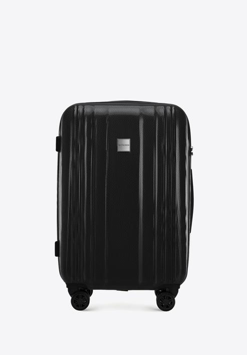 Średnia walizka z polikarbonu tłoczona plaster miodu, czarny, 56-3P-302-90, Zdjęcie 1
