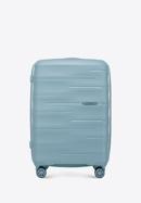 Medium polypropylene ribbed suitcase, blue, 56-3T-142-B-50, Photo 1