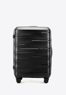 Średnia walizka z polipropylenu w tłoczone paski, czarny, 56-3T-142-B-85, Zdjęcie 1