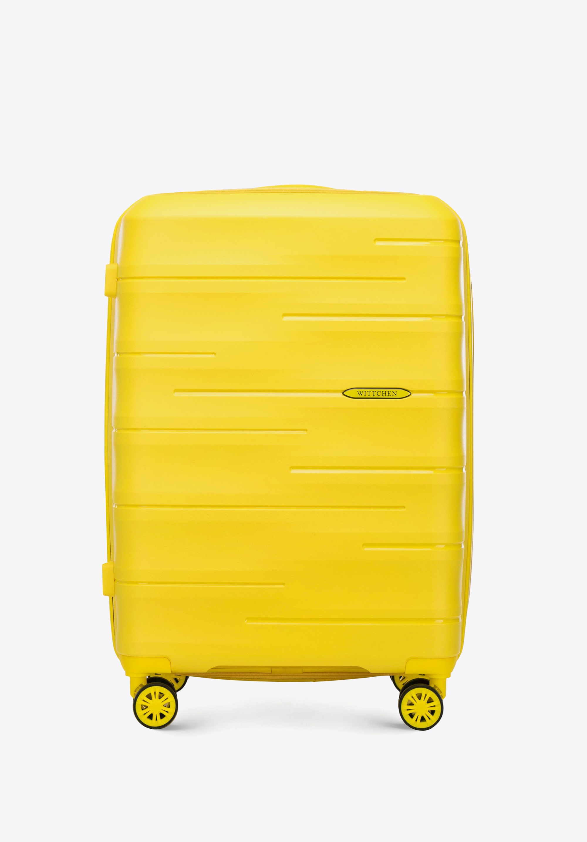 Medium polypropylene ribbed suitcase, yellow, 56-3T-142-B-55, Photo 1