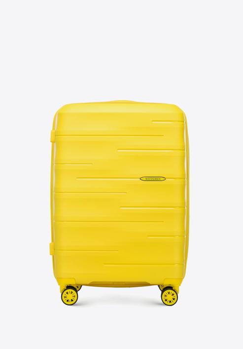Średnia walizka z polipropylenu w tłoczone paski, żółty, 56-3T-142-B-85, Zdjęcie 1