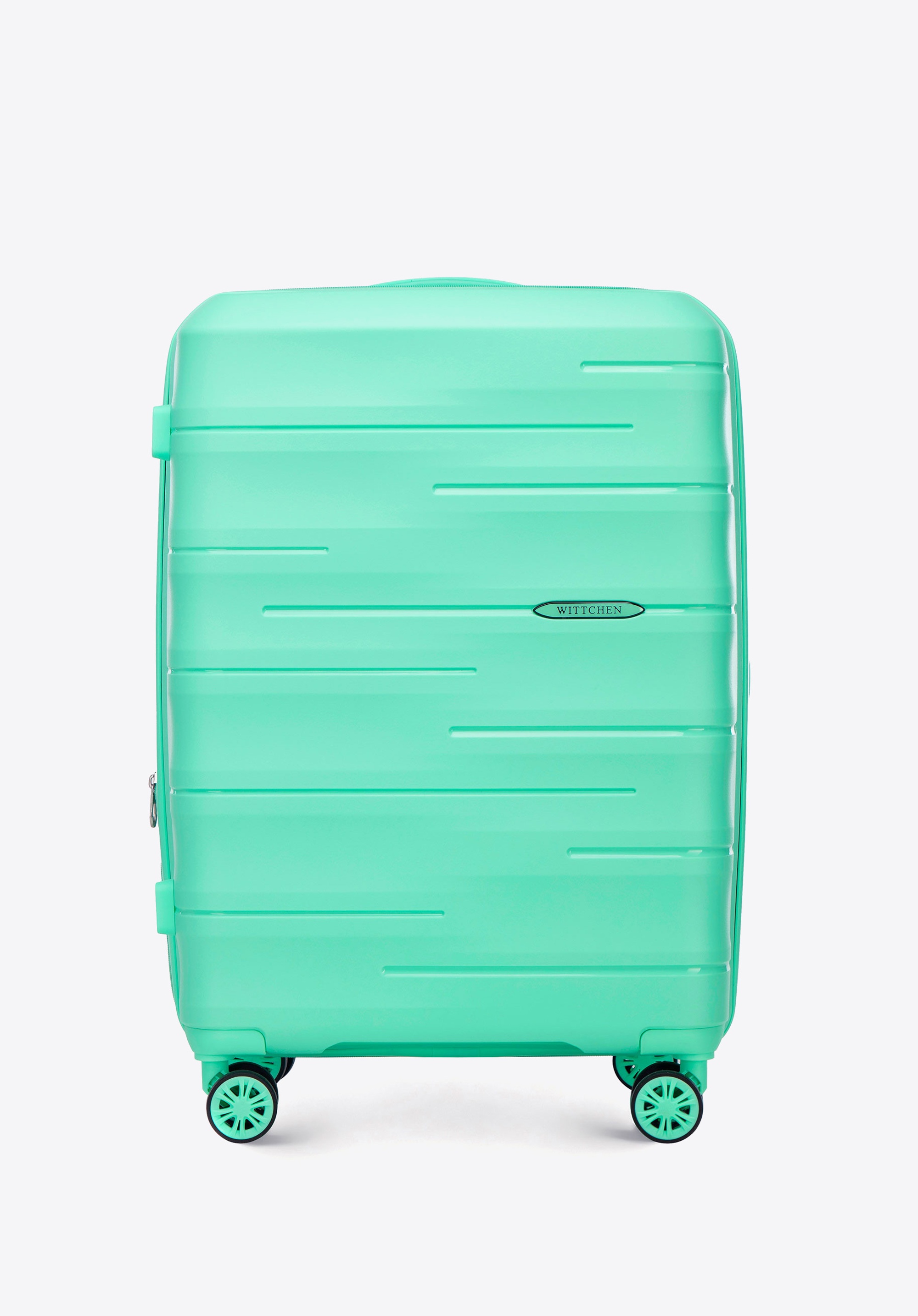 Medium polypropylene ribbed suitcase, green, 56-3T-142-B-80, Photo 1