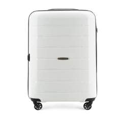 Średnia walizka z polipropylenu żłobiona, biały, 56-3T-722-88, Zdjęcie 1