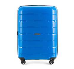 Średnia walizka z polipropylenu żłobiona, niebieski, 56-3T-722-95, Zdjęcie 1