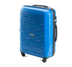 Średnia walizka z polipropylenu żłobiona, niebieski, 56-3T-722-95, Zdjęcie 1