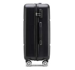 Średnia walizka z ABS-u z pionowym żłobieniem, czarny, 56-3A-342-10, Zdjęcie 1