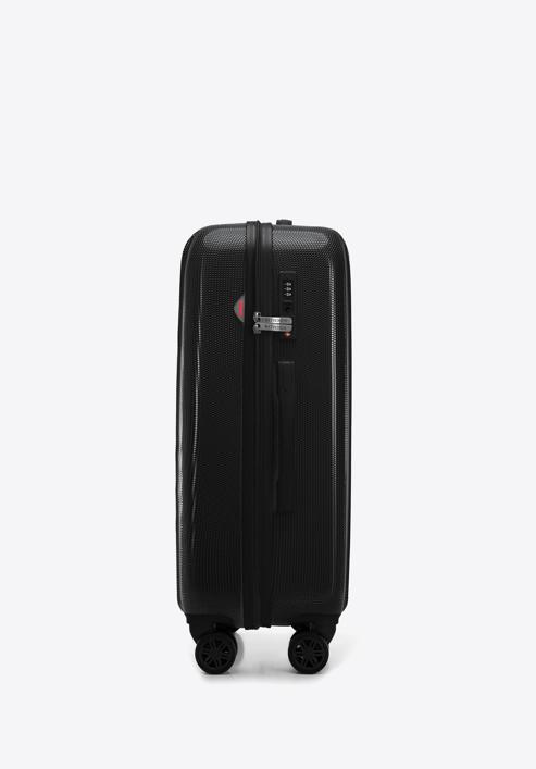Średnia walizka z polikarbonu tłoczona plaster miodu, czarny, 56-3P-302-90, Zdjęcie 2
