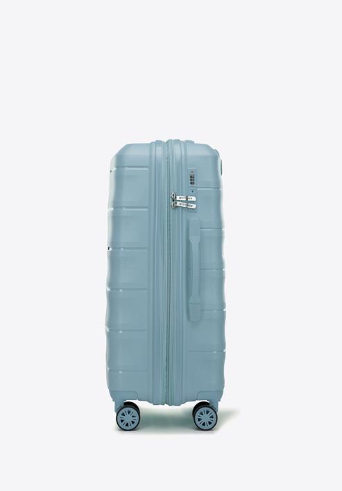 Medium polypropylene ribbed suitcase, blue, 56-3T-142-B-50, Photo 2