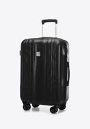 Średnia walizka z polikarbonu tłoczona plaster miodu, czarny, 56-3P-302-10, Zdjęcie 4