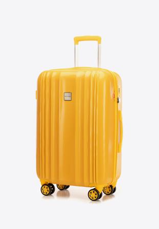 Yellow honeycomb embossed polycarbonate luggage set