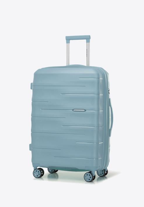 Medium polypropylene ribbed suitcase, blue, 56-3T-142-B-50, Photo 4