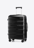 Średnia walizka z polipropylenu w tłoczone paski, czarny, 56-3T-142-B-85, Zdjęcie 4