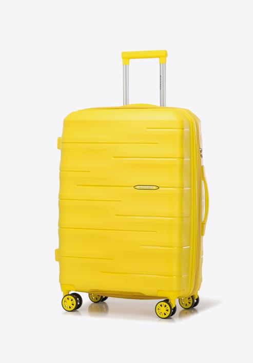 Średnia walizka z polipropylenu w tłoczone paski, żółty, 56-3T-142-B-85, Zdjęcie 4
