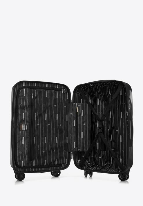 Średnia walizka z polikarbonu tłoczona plaster miodu, czarny, 56-3P-302-90, Zdjęcie 5