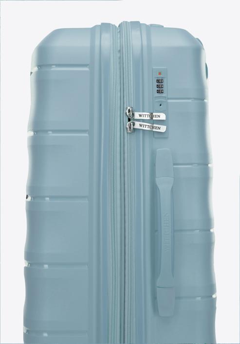 Medium polypropylene ribbed suitcase, blue, 56-3T-142-B-50, Photo 7
