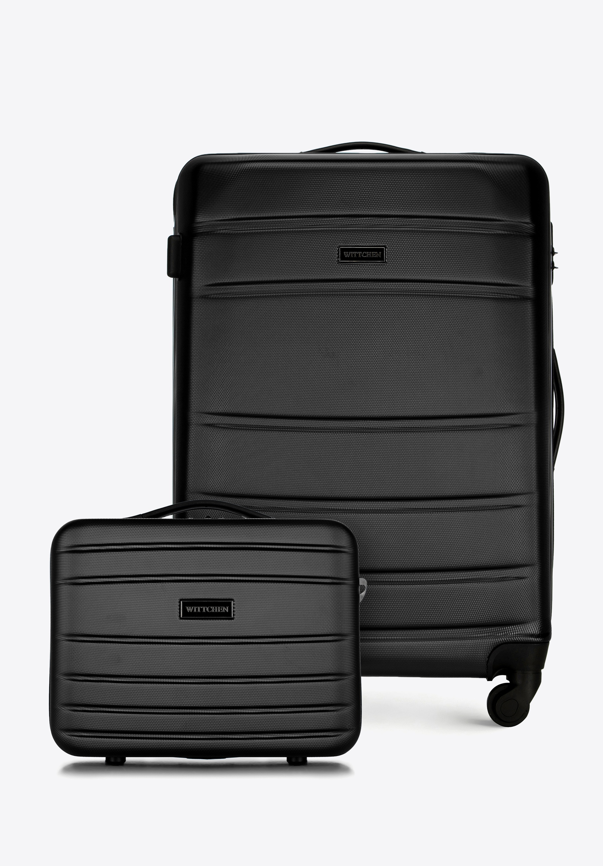 Medium suitcase and cosmetic case made of textured ABS, black, 56-3A-652-10K, Photo 1