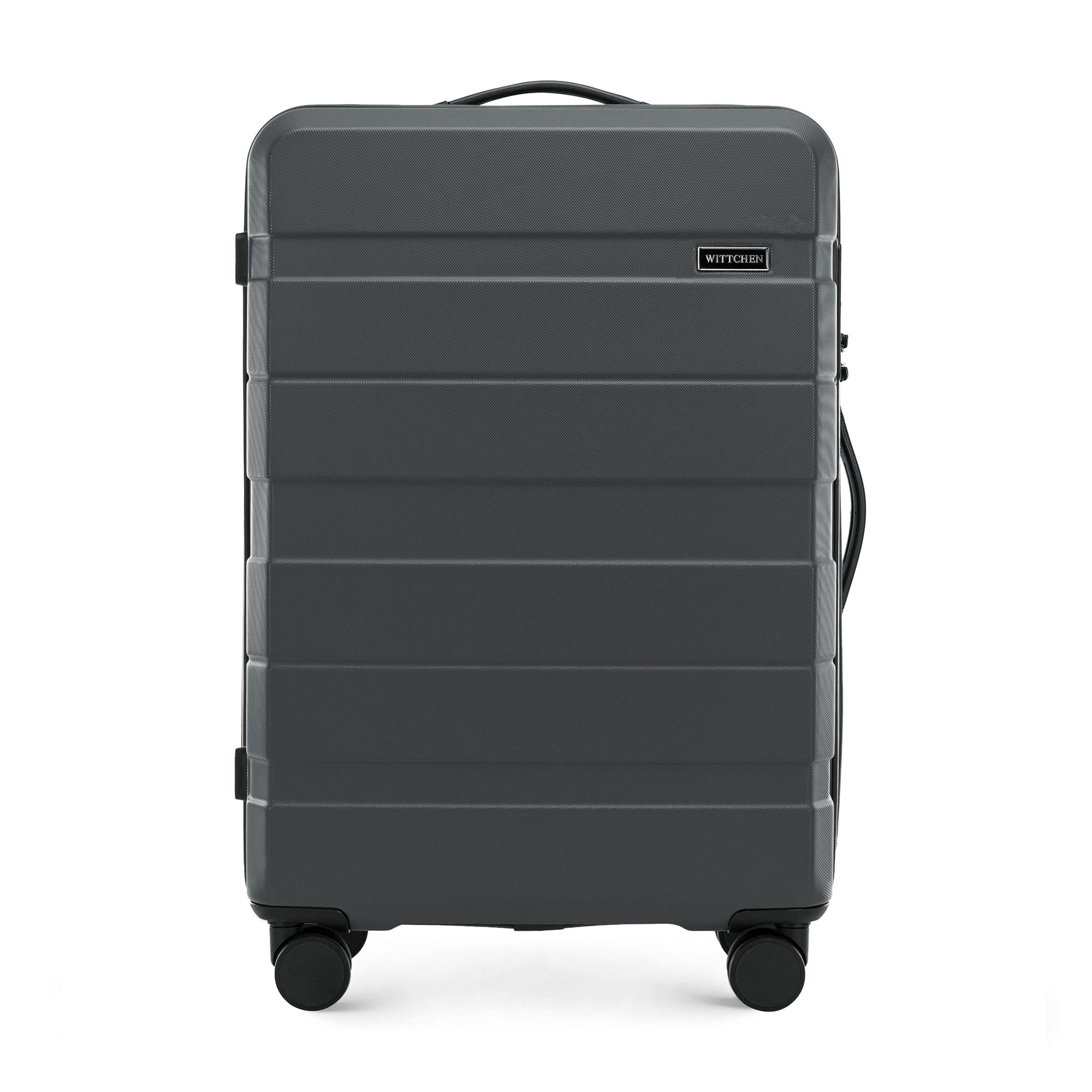 Stredný kufor vyrobený z ABS s vodorovnými pruhmi, sivý 56-3A-102-01