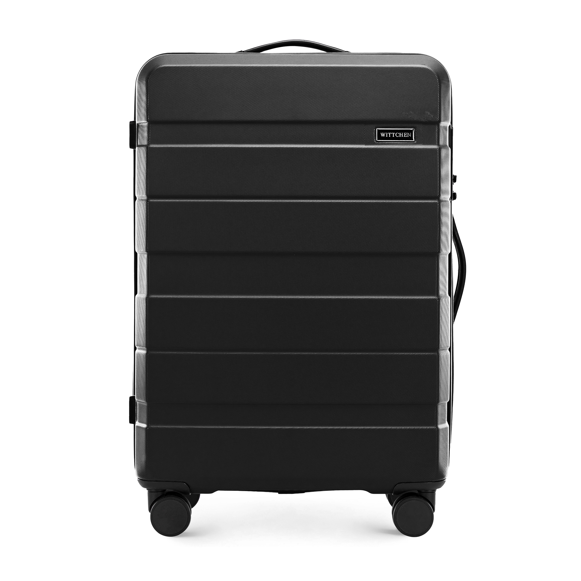 Stredný kufor vyrobený z ABS s vodorovnými pruhmi, čierny, 56-3A-102-10