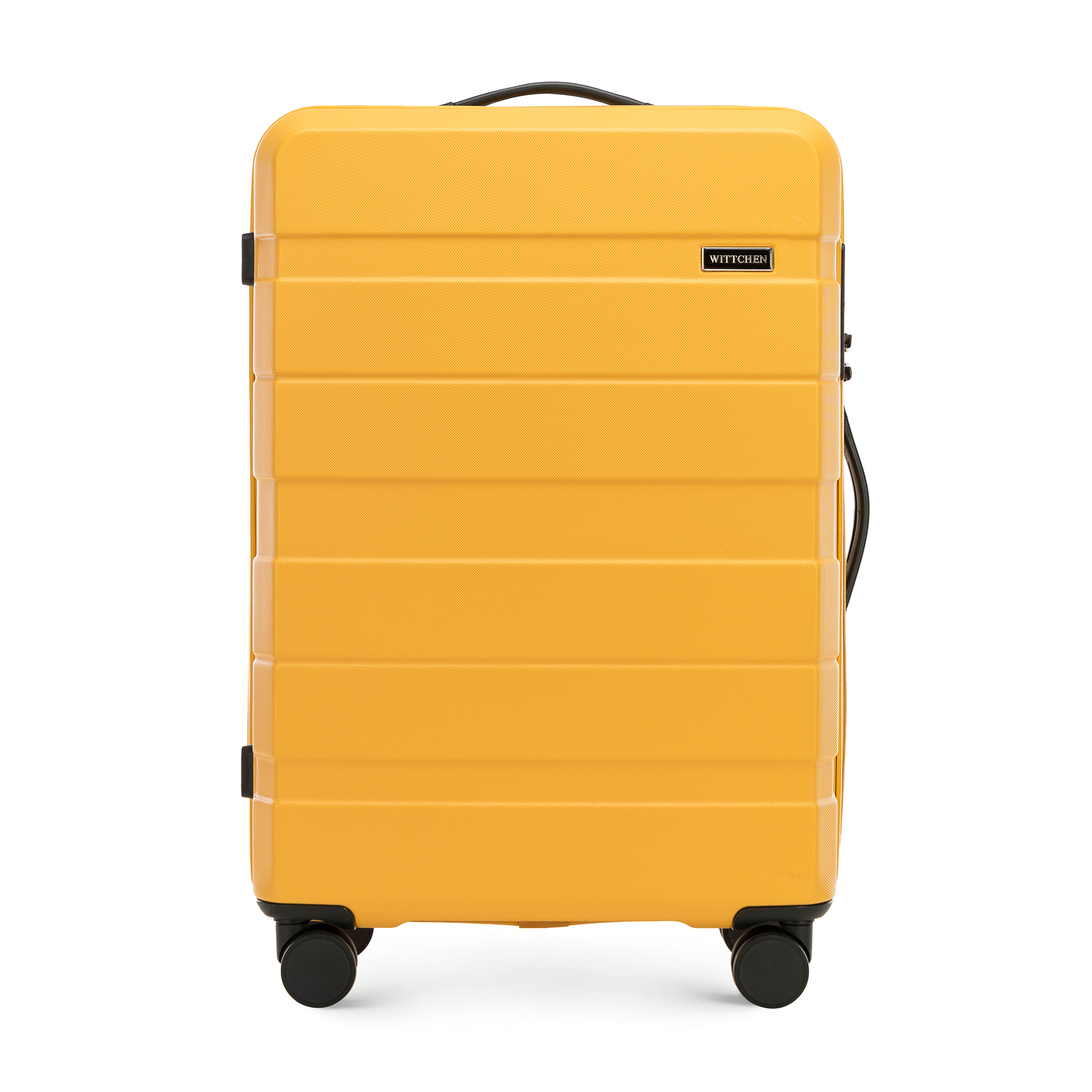 Stredný kufor z ABS s vodorovnými pruhmi, žltý 56-3A-102-50