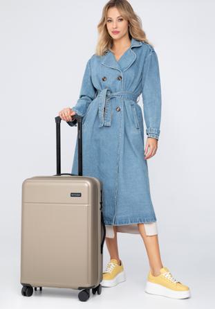 Medium-size suitcase made of ABS material, beige, 56-3A-802-88, Photo 1