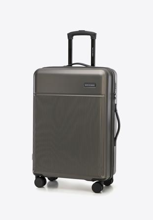 Komplet walizek z ABS-u z pionowymi paskami, szary, 56-3A-80K-01, Zdjęcie 1