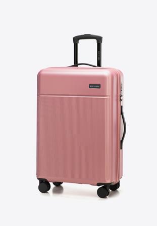 Zestaw walizek z ABS-u z pionowymi paskami, zgaszony róż, 56-3A-80S-34, Zdjęcie 1