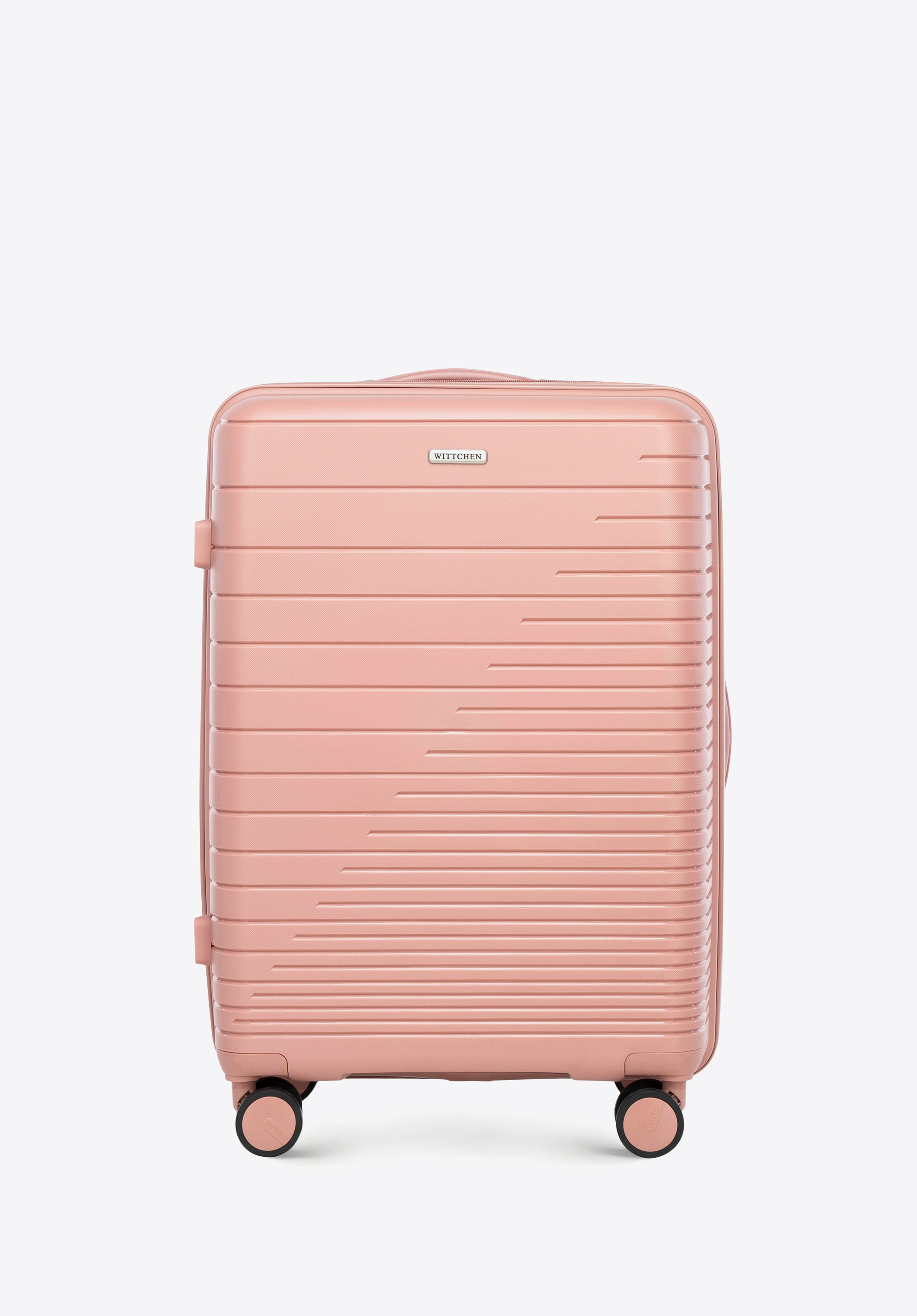 Medium-sized suitcase with glistening straps, pink, 56-3T-162-34, Photo 1