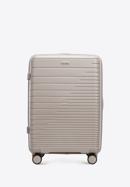 Medium-sized suitcase with glistening straps, beige, 56-3T-162-10, Photo 1