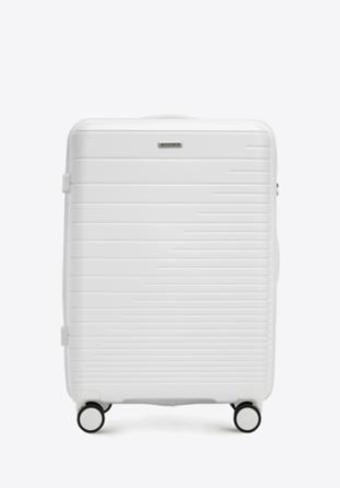 Medium-sized suitcase with glistening straps, off white, 56-3T-162-89, Photo 1