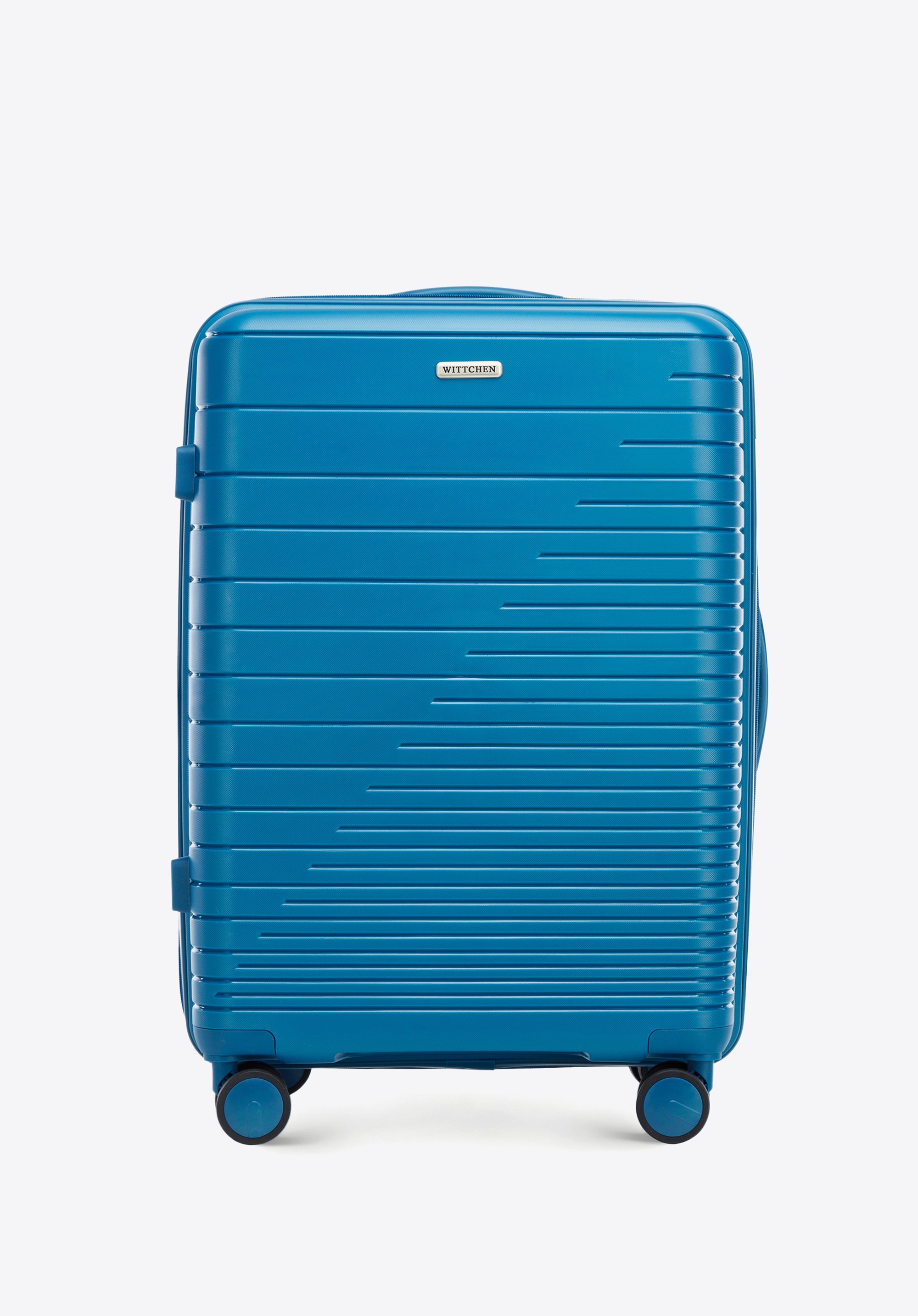 Medium-sized suitcase with glistening straps, blue, 56-3T-162-95, Photo 1