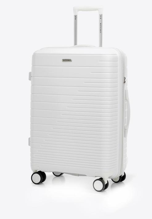 Medium-sized suitcase with glistening straps, off white, 56-3T-162-35, Photo 4