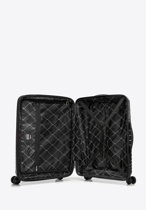 Zestaw walizek z polipropylenu z błyszczącymi paskami, czarny, 56-3T-16S-35, Zdjęcie 6