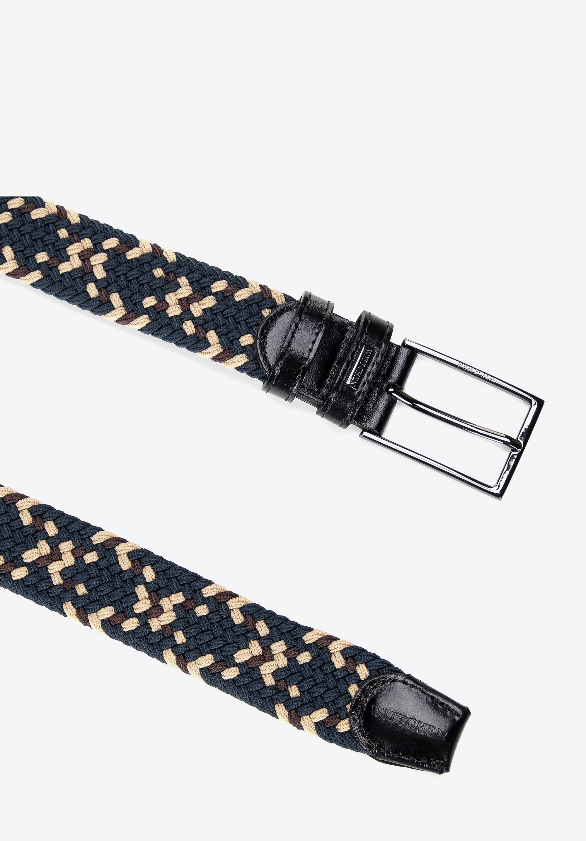 Wielokolorowy męski pasek z materiałowej plecionki, multikolor, 101-8M-403-N9-10, Zdjęcie 1