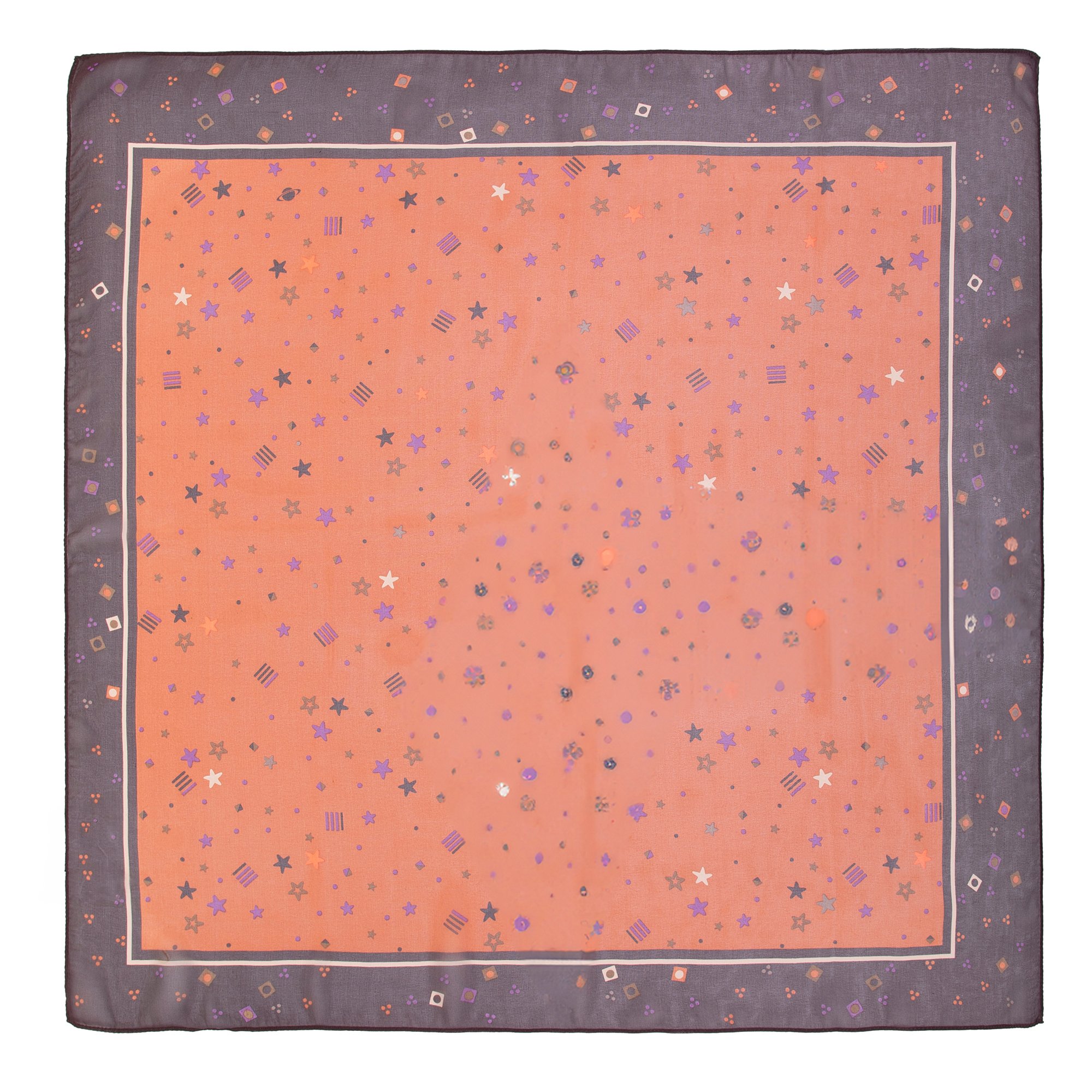 Vzorovaný dámsky hodvábny šál, hnedá a oranžová, 98-7D-S93-X2