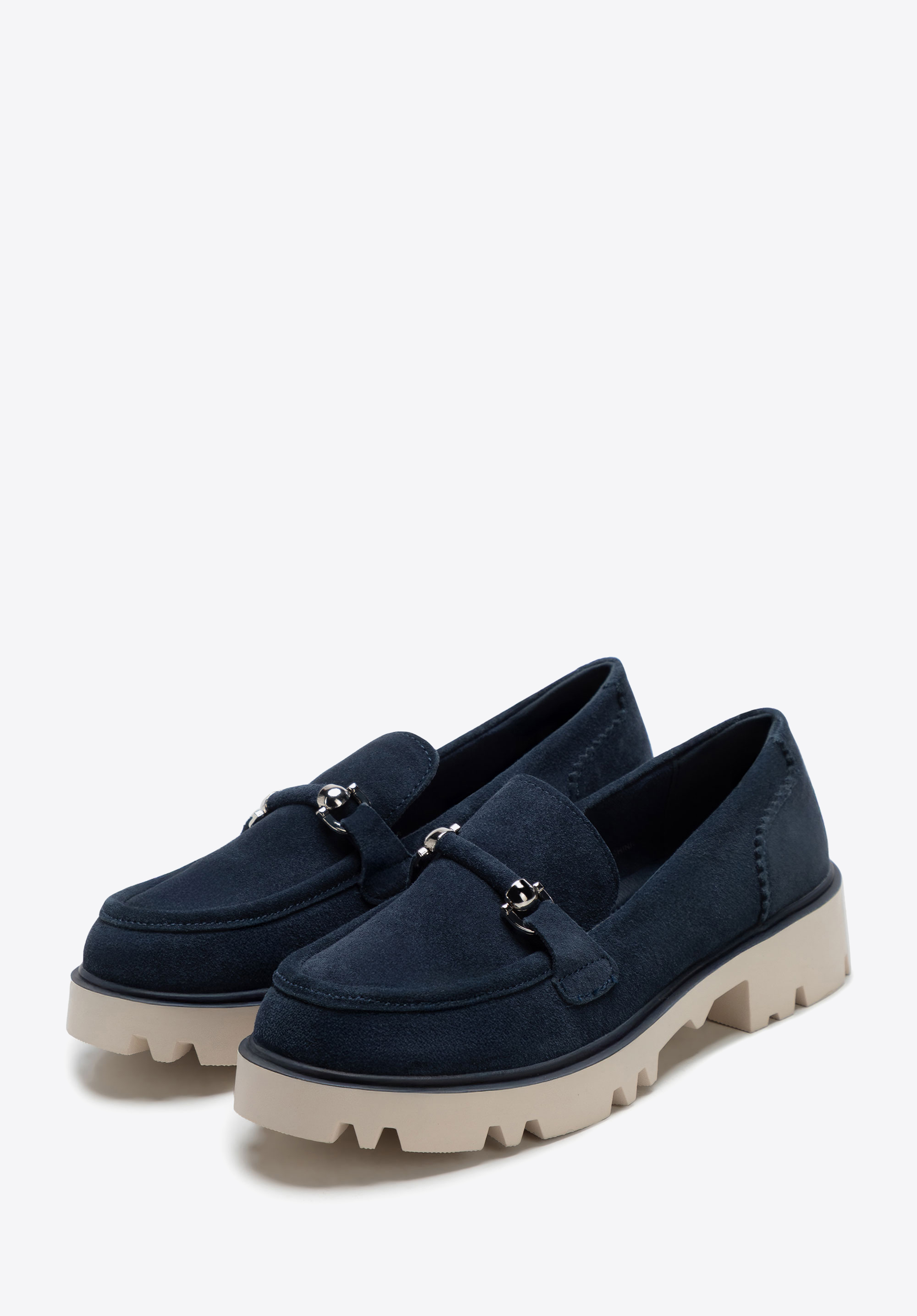 Suede bit loafers, navy blue, 100-D-400-N-36, Photo 1