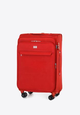 Zestaw jednokolorowych walizek miękkich, czerwony, 56-3S-65S-3, Zdjęcie 1
