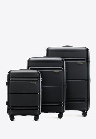 Zestaw jednokolorowych walizek z polipropylenu, czarny, 56-3T-14S-10, Zdjęcie 1