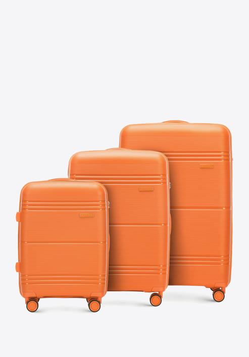 Zestaw jednokolorowych walizek z polipropylenu, pomarańczowy, 56-3T-14S-55, Zdjęcie 1