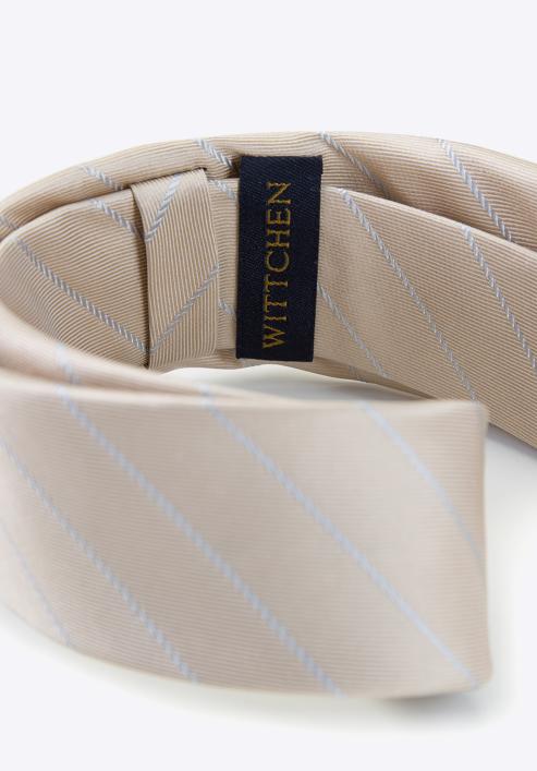 Zestaw krawat i dwie poszetki z jedwabiu, beżowo-niebieski, 92-7Z-002-X1, Zdjęcie 7