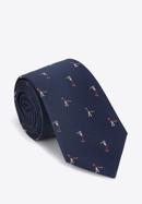 Patterned pocket square, cufflink and tie set, navy blue-burgundy, 91-7Z-003-X1D, Photo 3