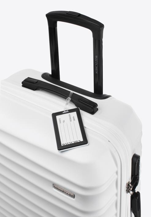 Medium-sized suitcase with luggage tag, white, 56-3A-312-89Z, Photo 2