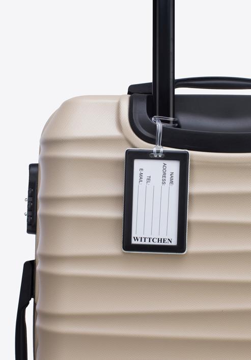 Medium-sized suitcase with luggage tag, beige, 56-3A-312-31Z, Photo 3