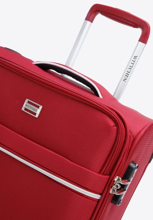 Duża walizka miękka z błyszczącym suwakiem z przodu, czerwony, 56-3S-853-35, Zdjęcie 10